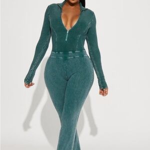 Teal Long Sleeve Jumpsuit
